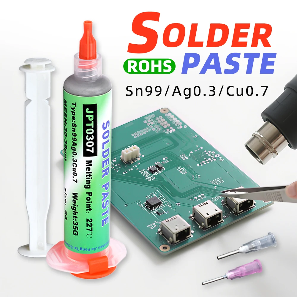 30g Sn99Ag0.3Cu0.7 Lead-Free Solder Paste Syringe for Phone USB LED Precision Repair