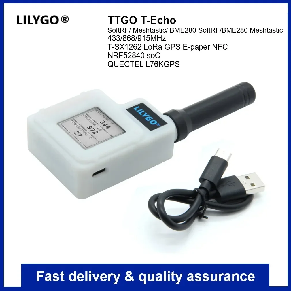 LILYGO TTGO T-Echo nRF52840 LoRa SX1262 433/868/915MHz BLE Module 1.54