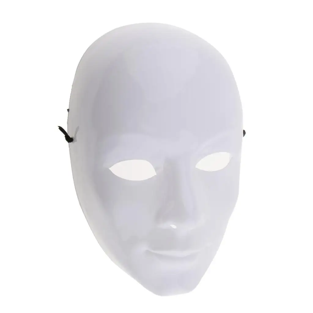 Hand-made Blank Face Mask White Plastic Masquerade Art Mask for Halloween Cosplay and Painting Activity