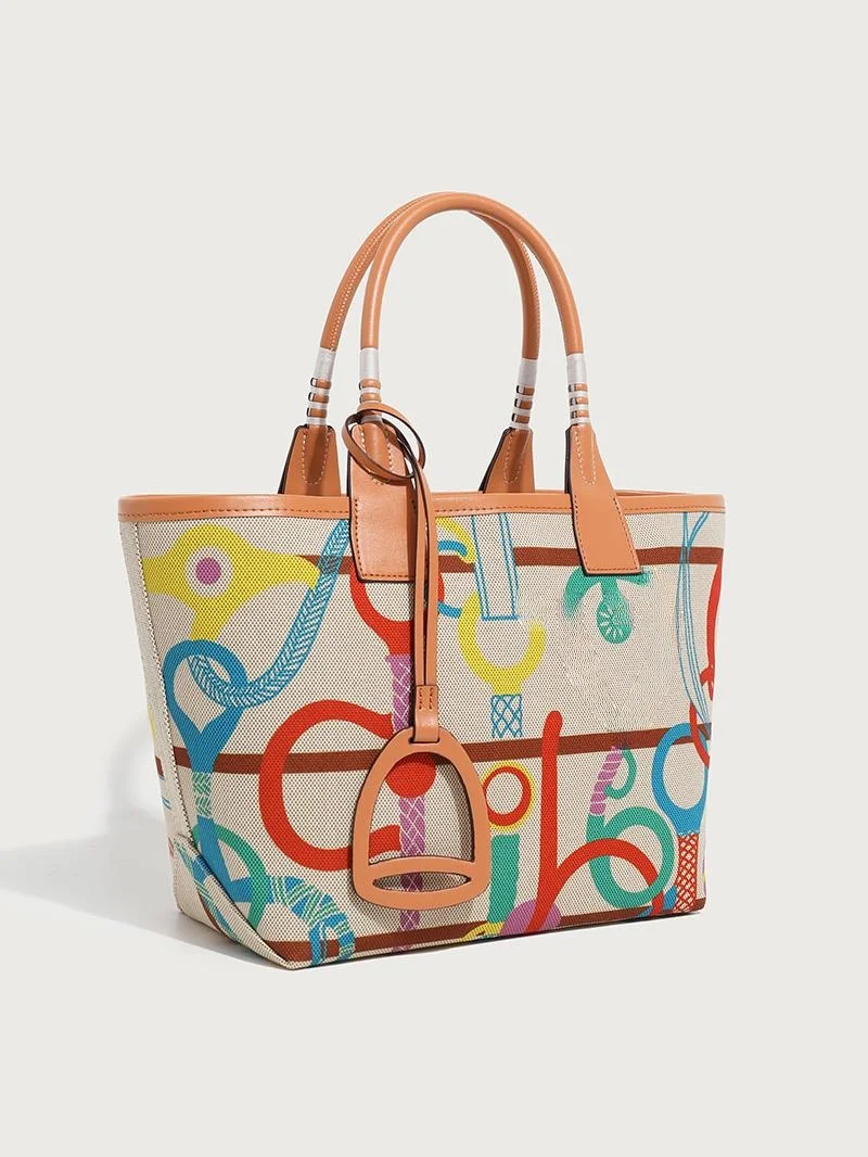 

Hong Kong Luxury Unique Women's Faion Tote Bag Casual Handheld Basket Bag New Sle Canvas Interior Double Strap Buet ape