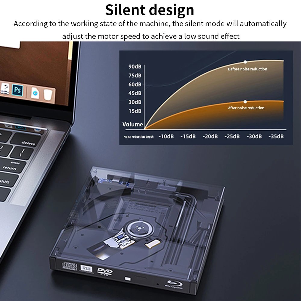 TISHRIC External DVD Drive CD Player CD DVD RW Optical External Burner Writer CD-Rom DVD-Rom 8X 24X For Laptop PC Computer