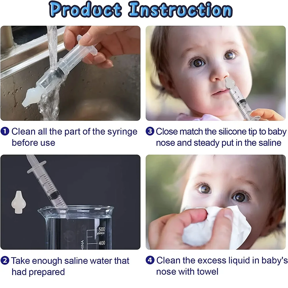 3PCS Needle Tube Baby Nasal Aspirator Syringe Washer Nasal Rhinitis Cleaning Equipment Child Care Products for Children