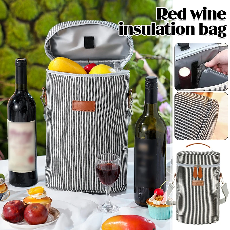 

Red Wine Insulation Bag Double Wine Bottle Carrying Case Holder Oxford Cloth Party Travel Portable Cokes Beer Wine Cooler Bag
