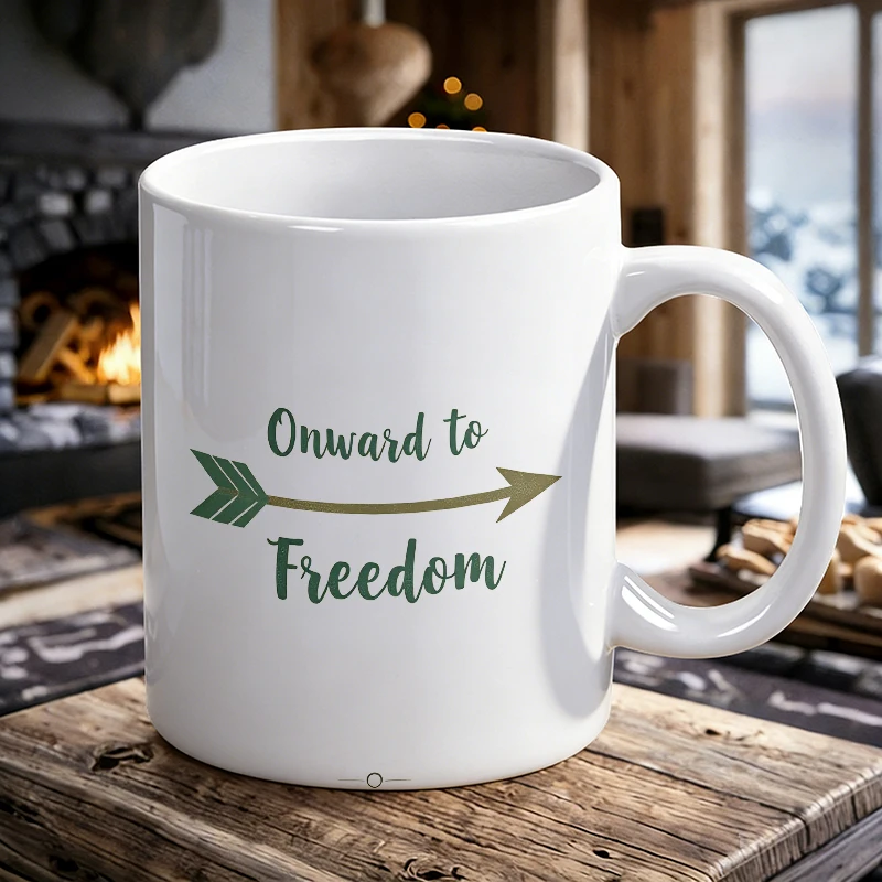 Inspiring Journey to Freedom Key Button Printed Wall Art Mug Coffee Cup Ceramic Cup with Juneteenth print