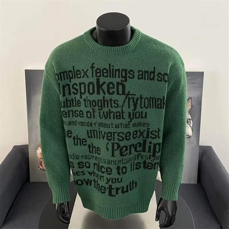 

2025 New Men's Sweater Pullovers Korean Winter Warm O Neck Black Sweater High Quality Cool Top Fashionable Men's Clothing