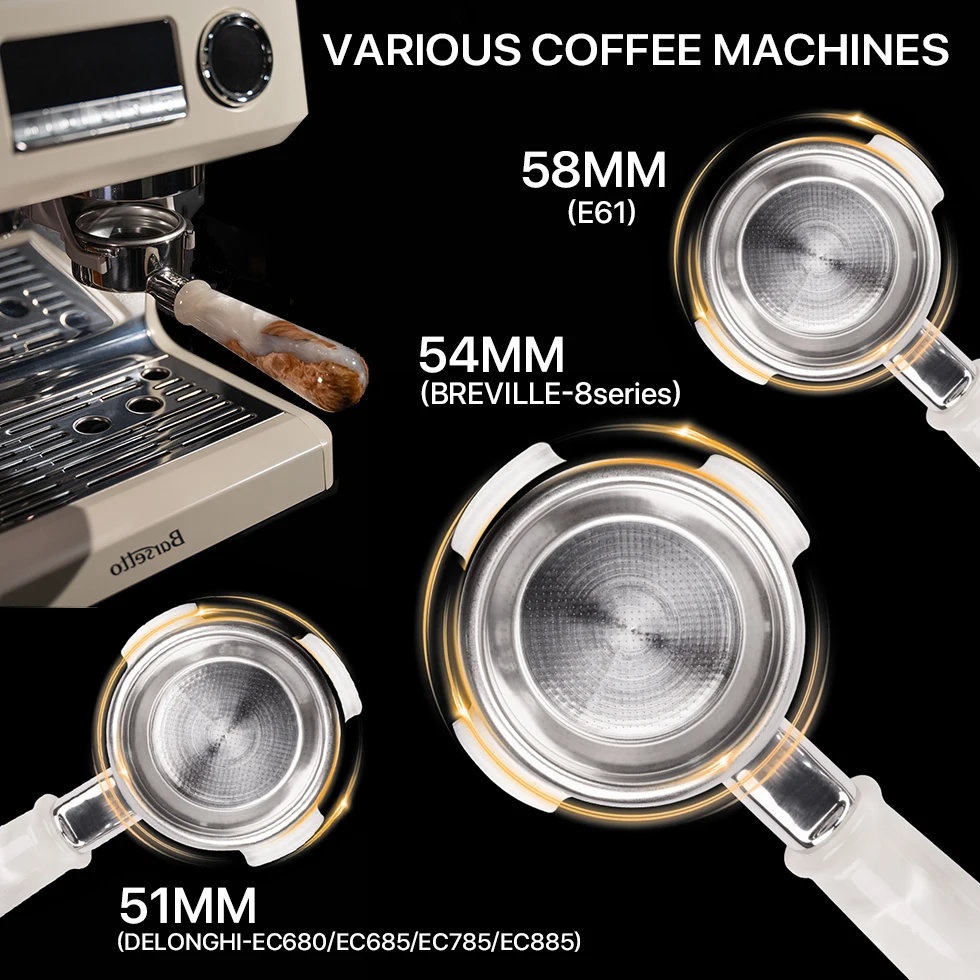 51mm 54mm 58mm Breville Sage Delonghi Coffee Bottomless Portafilter Naked Replacement Filter Basket Barista Espresso Tools