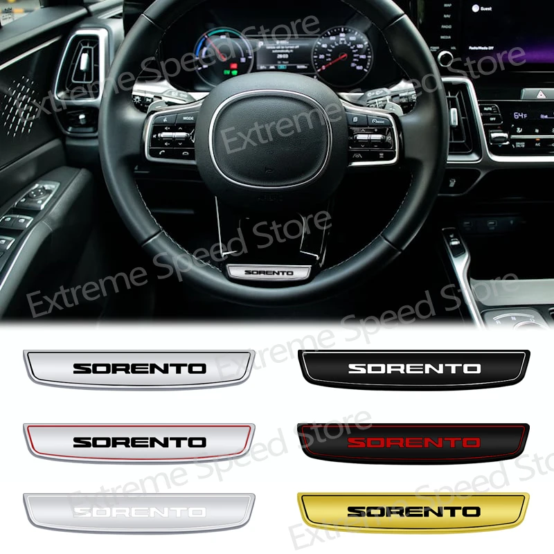 Auto Metal Sorento Logo Emblem Decor 3D Car Steering Wheel Center Console Interior Sticker  Decal Accessories