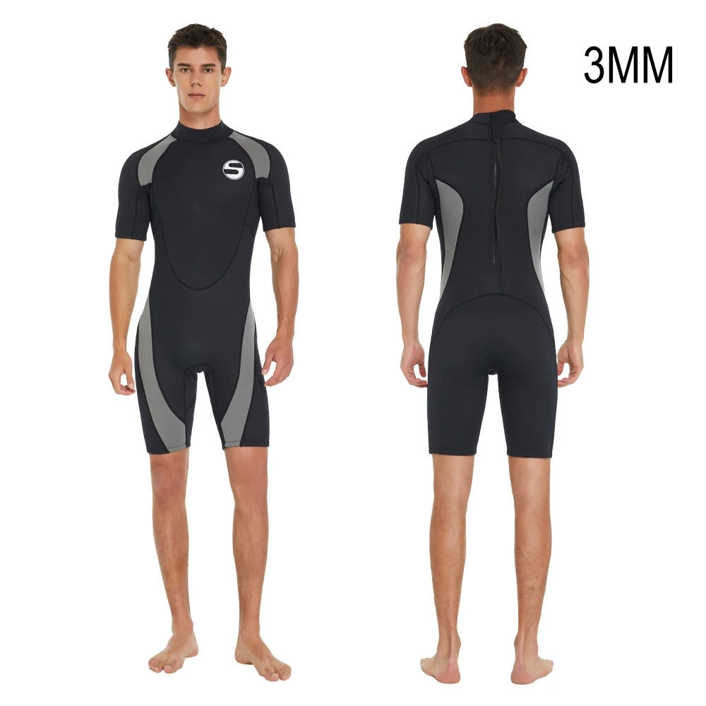 3MM Neoprene Short Sleeves Back Zip Keep Warm Wetsuits Scuba Snorkeling Swim Kayaking Drifting Outdoor Swim Diving Suit