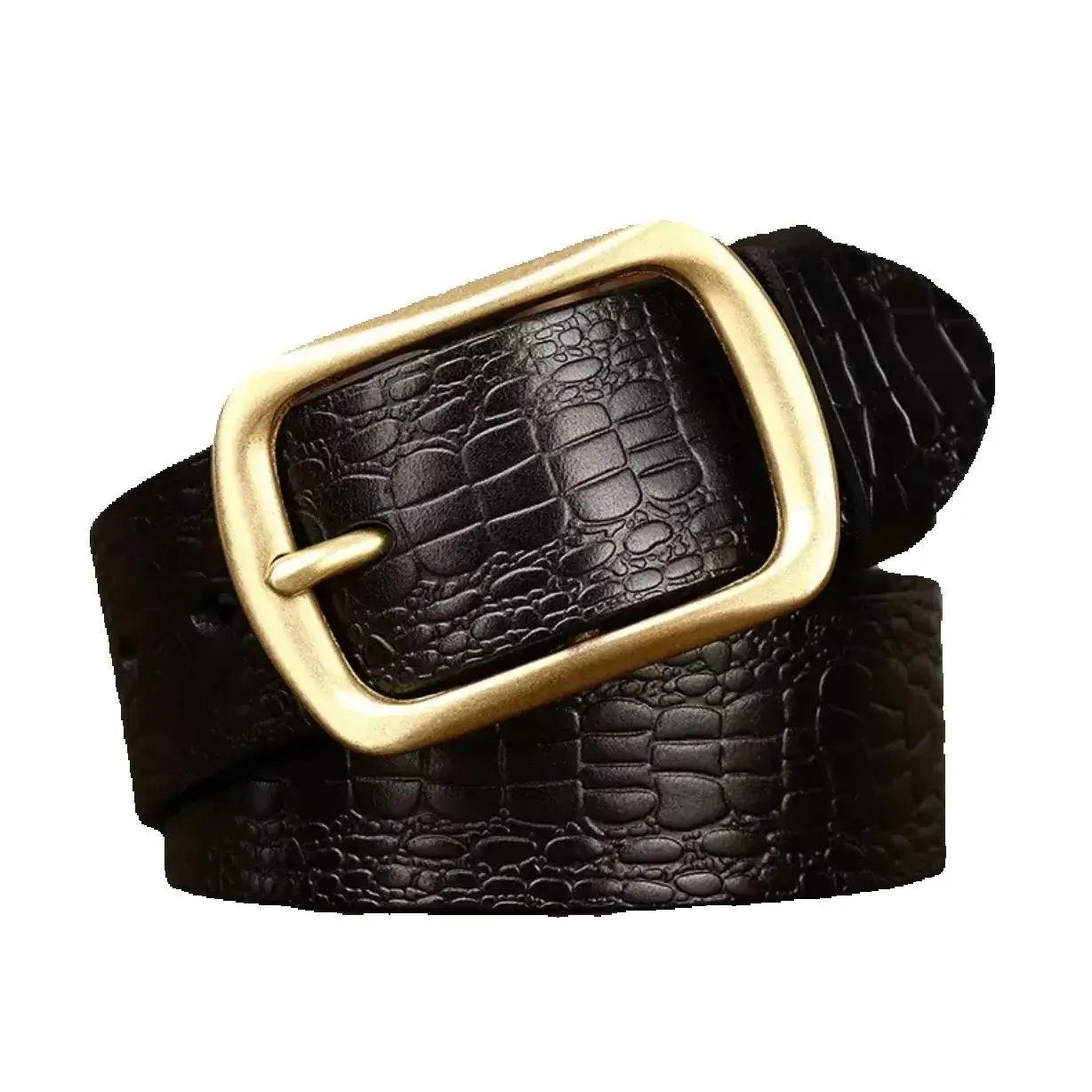 

Luxurious retro trend crocodile grain embossed top layer cow leather belt, high-end feeling,men's genuine leather,versatile belt