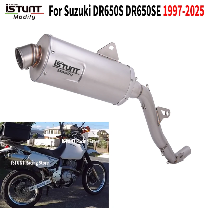 

Slip On For Suzuki DR 650 DR650 SE DR650SE 1997 to 2025 Motorcycle Exhaust System Espace Moto Middle Link Pipe With Muffler