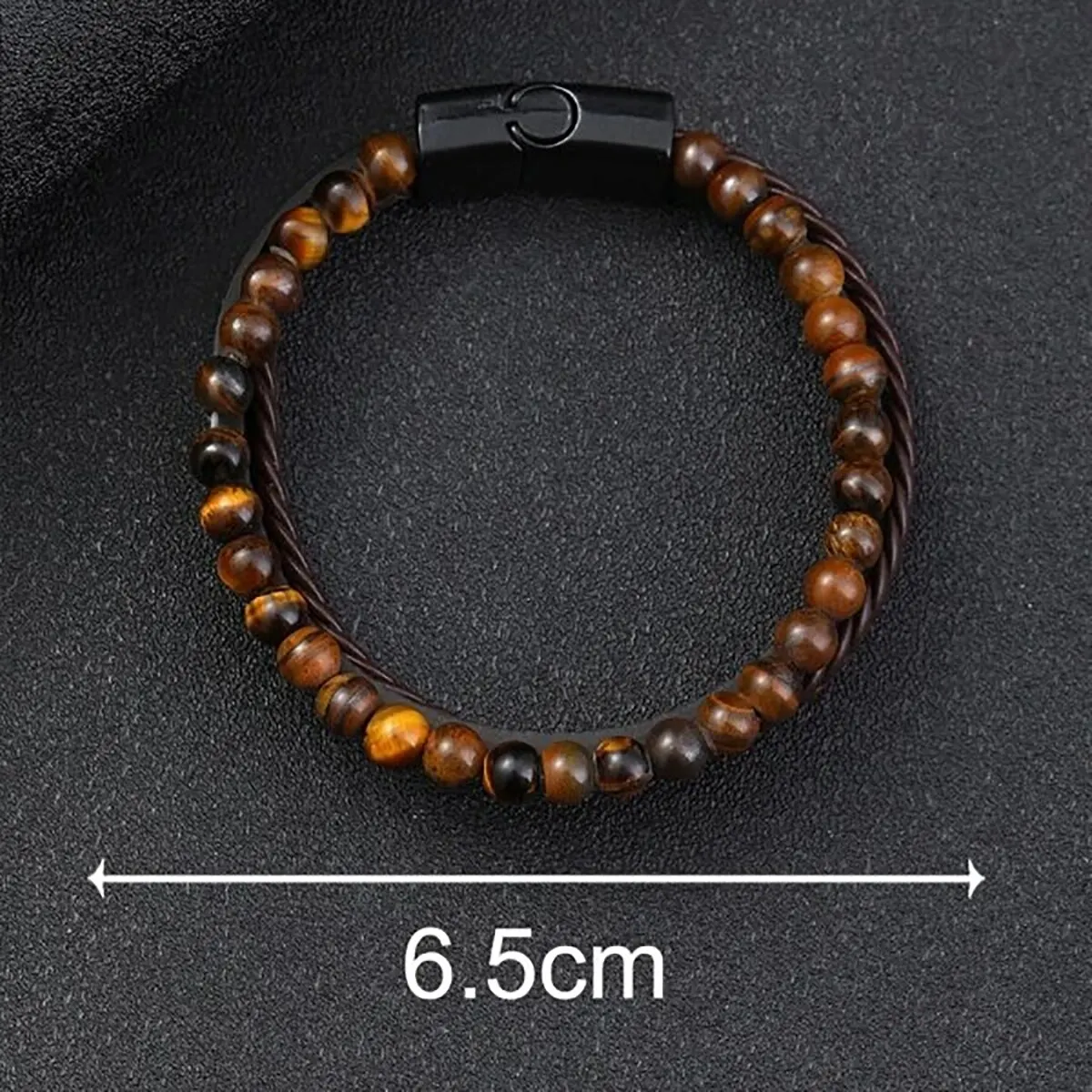 Men's Volcanic Stone & Tiger Eye PU Leather Three-Layer Bracelet
