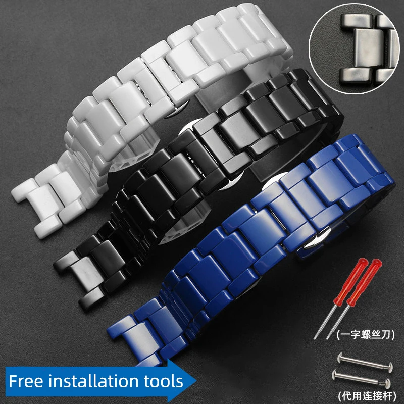 16 * 8 16 * 10 18 * 11 20 * 11mm 20x12mm notch ceramic watch strap for MK Folli Follie guess GC Michael Kors Cartier PASHA brace