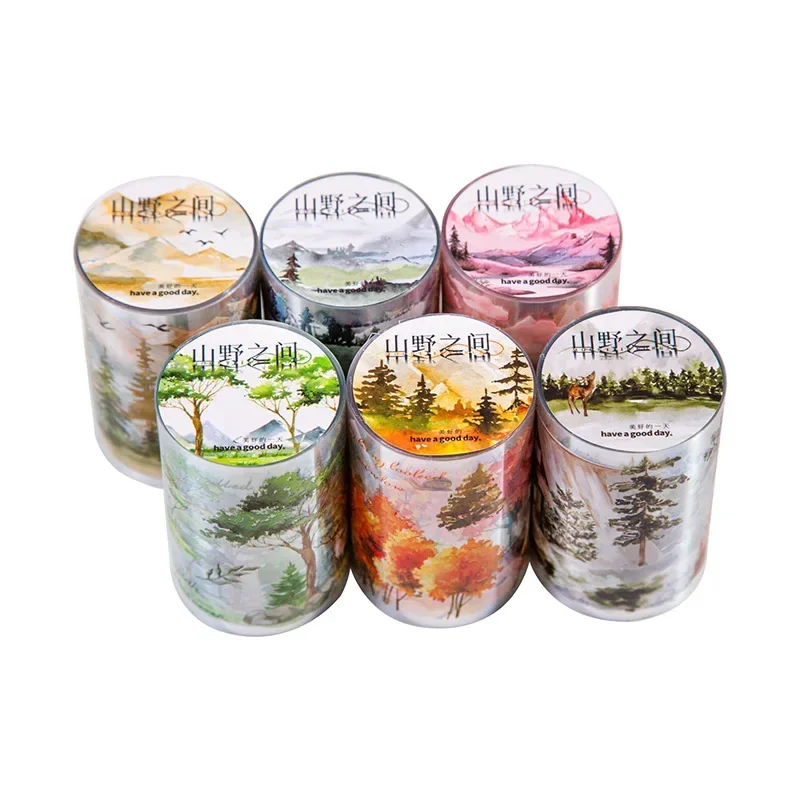 1Roll Tape PET Mountain Forest Landscaping Between Adhesives Tree Handbook DIY Decoration Fasteners Scrapbook cut 60mm*2m