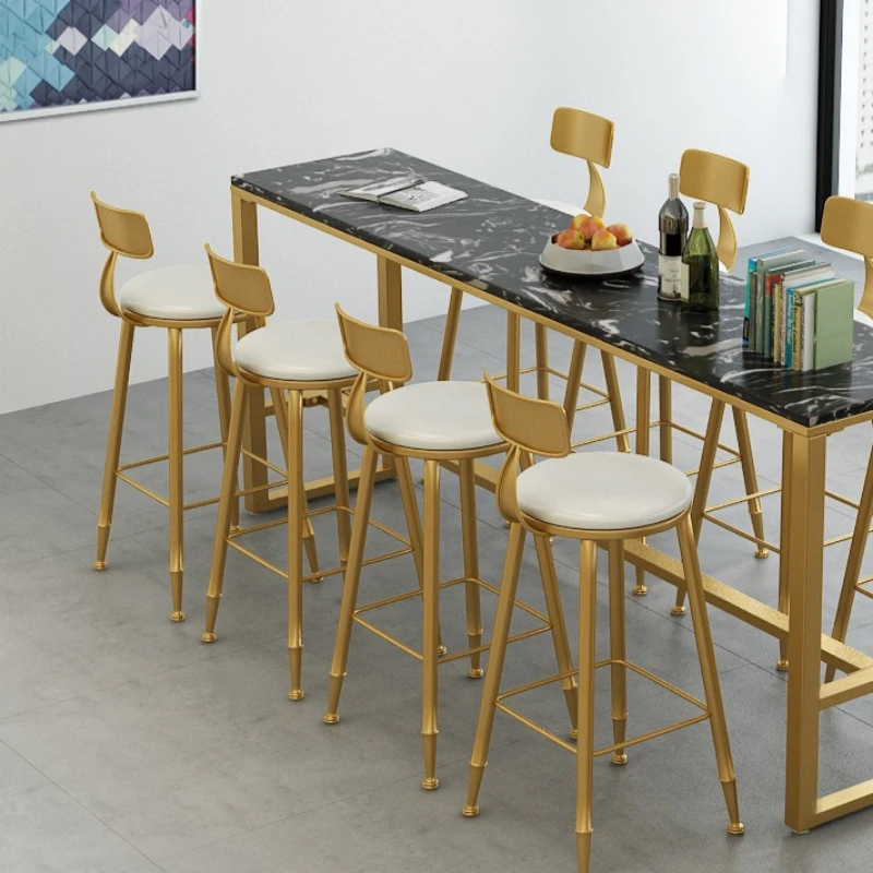 Tavolo alto in marmo nordico negozio di tè al latte dessert tavolo da bar in ferro battuto e combinazione di sedie caffè bianco이mobili da camera