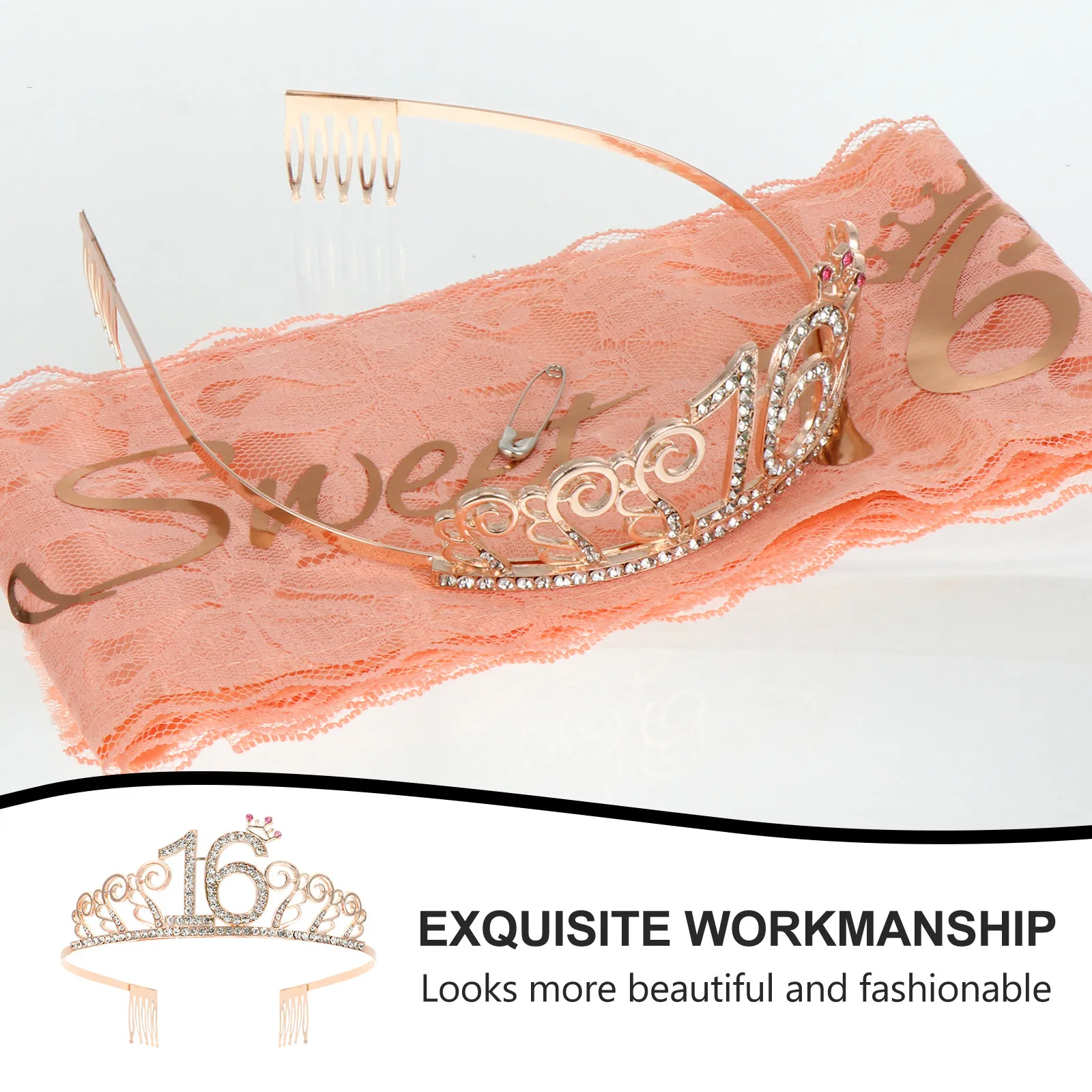 

Набор из 2-х предметов: повязка на голову с короной и блестящая золотая лента для дня рождения, регулируемая лента-пояс, аксессуары для праздничного декора