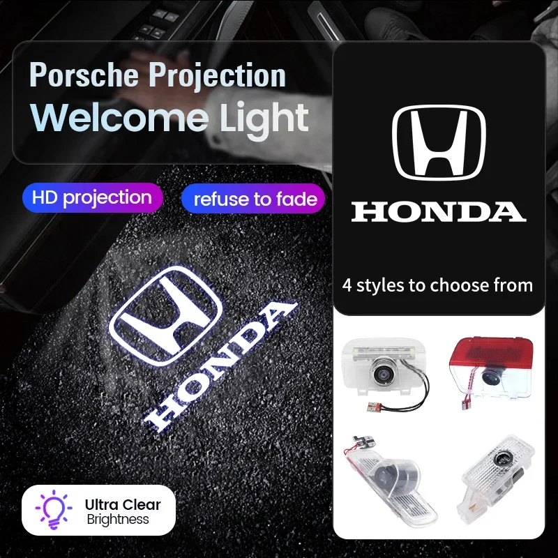 Car Door Projector Lamps LED Welcome Shadow Lights For Honda Civic Accord Odyssey Crosstour CR-Z Elysion Spirior Insight UR-V