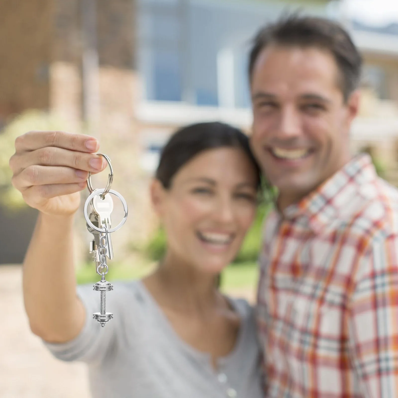 

Zinc Alloy Dumbbell Key Chain Detailed Craftsmanship Safe Non Deformable Fitness Accessory Dumbbell Key Rings Keychain