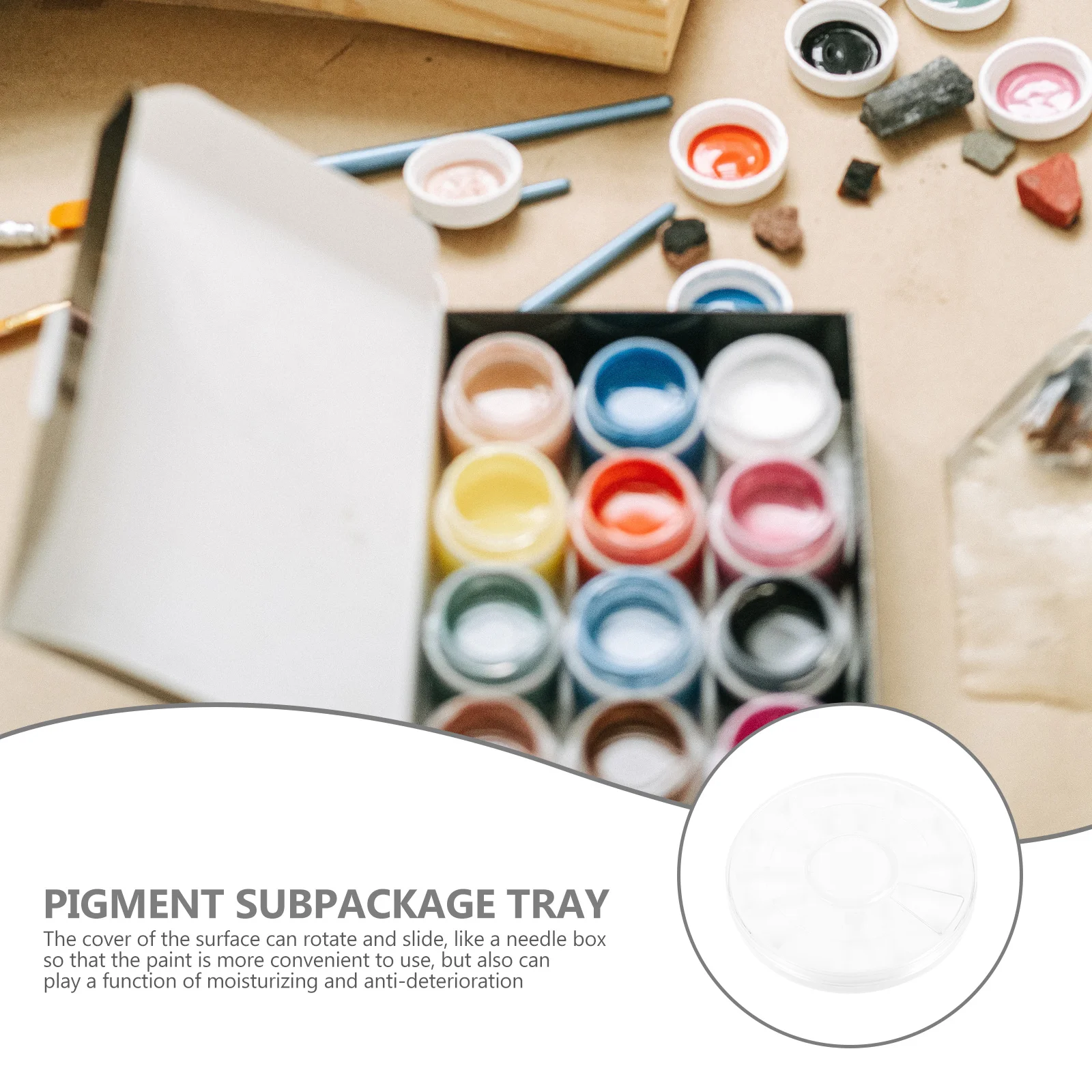 

10pcs Watercolor Pigment Tray Round Plastic Color Plate For Acrylic Painting Art Supplies Moisture Retention Storage Compartment