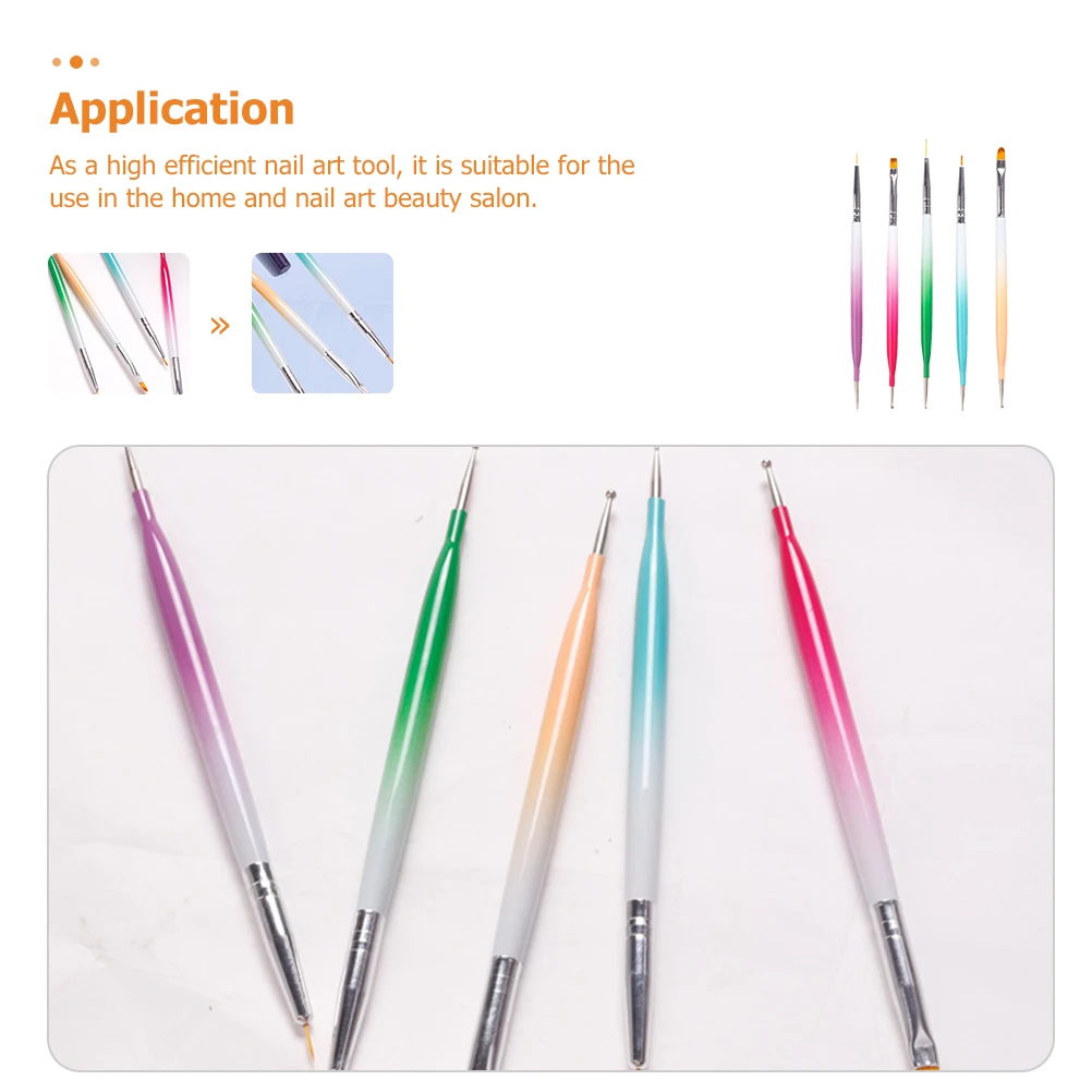 

1 Set Double Head Brush Pens Portable Art Tools Durable Long Lasting Dotting Pens For Home Kit Brushes Nail Art
