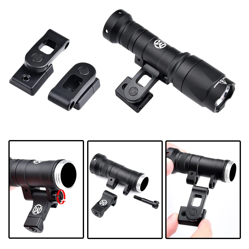 M300 M600 Tactical Flashlight Side Base weapon Scout light Offset Mount Mlok Keymod 20MM Rail Gun Accessory Airsoft hand blocker