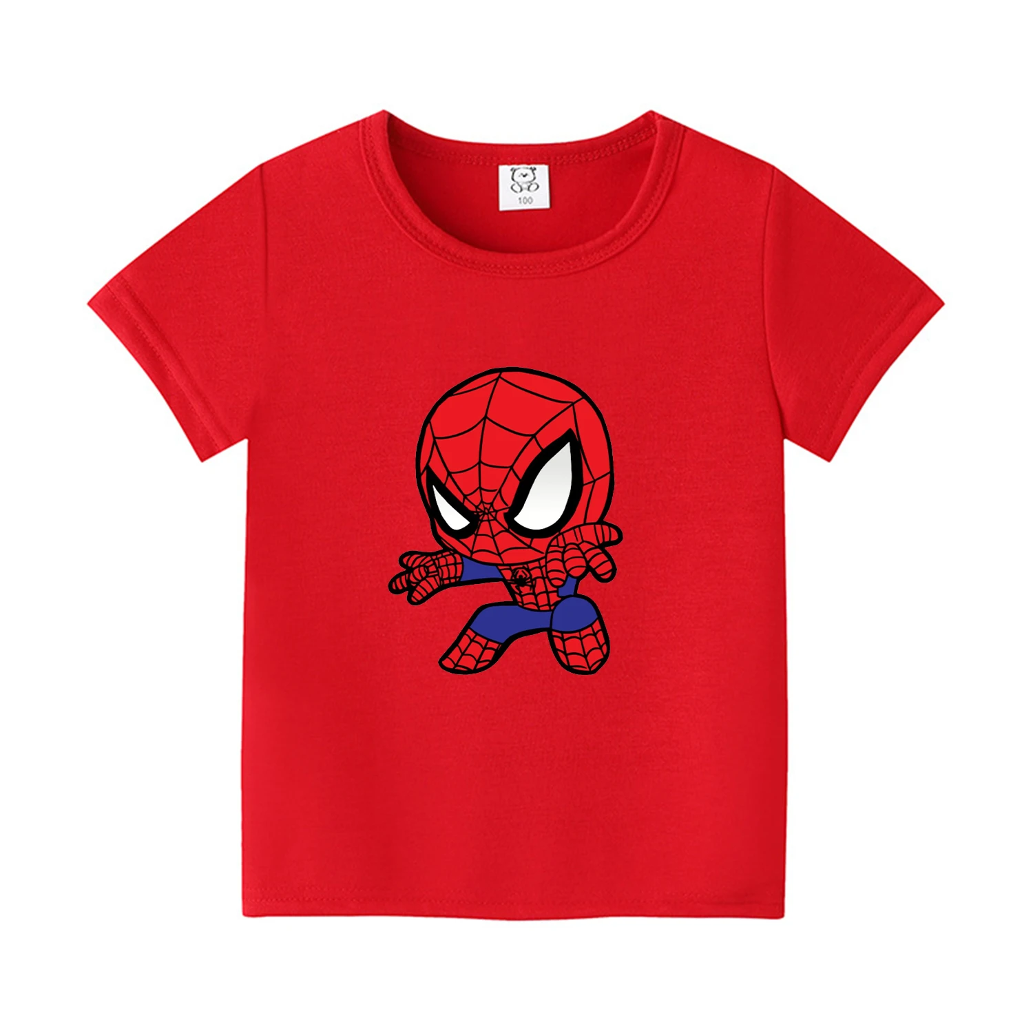 MINISO Spider Man 2024 Summer 4-14 Years Children's Cute Boys Girls Lightweight and Breathable 100% Cotton Print T-Shirt Tops