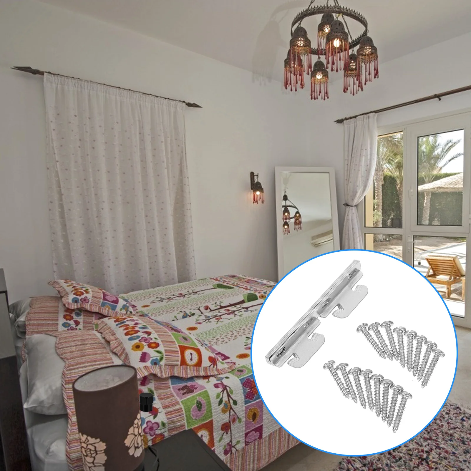 

4Sets Single Rod Brackets Elaborate Design Good Hand Feeling Home Hotel Company Iron Curtain Rod Brackets Curtain Supplies