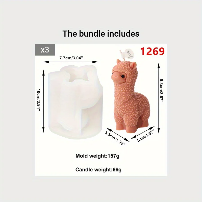 3D Alpacas Silicone Candle Mold DIY Cute Animal Scented Candle Soap Craft Gifts Making Resin Plaster Molds Home Decor Supplies