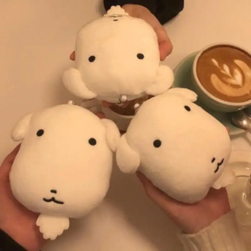 Cute Stuffed Big Head White Dog Plush Keychain Kawaii Mini Doll Backpack Charm for Daily Wear Accessory - view 3