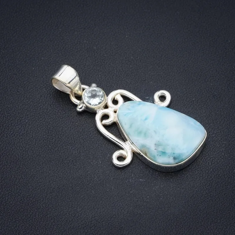 

StarGems Larimar Blue Topaz Handmade 925 Sterling Silver Pendant 1.5" F3535