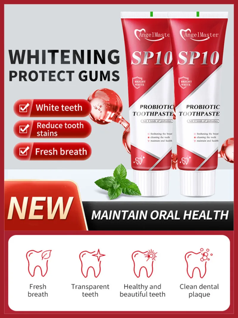 Probiotic Whitening Toothpaste Refreshing Mint Fresh Breath Teeth Cleansing Prevent Dental Caries Oral Care Relieve Gum Decay