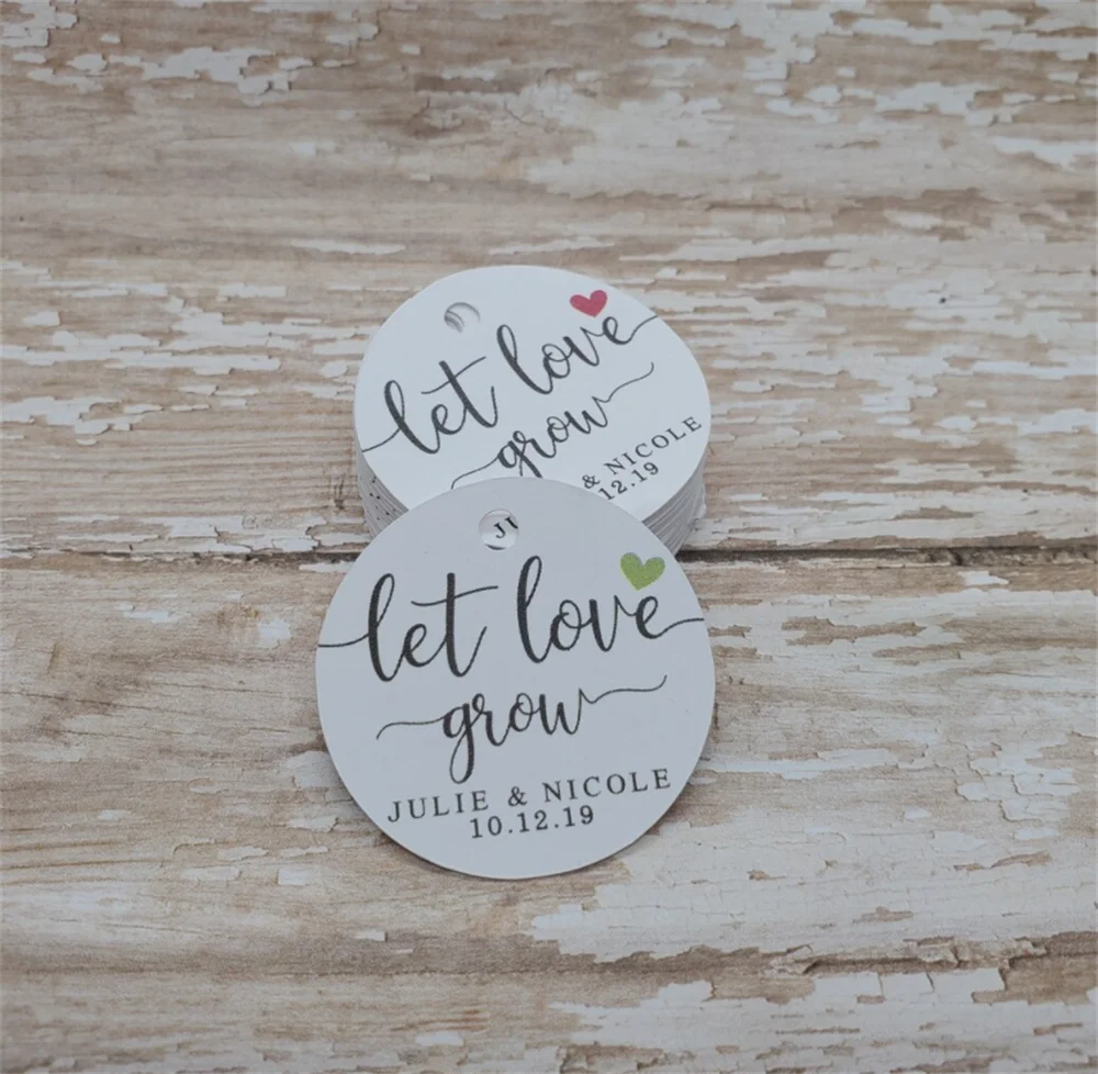 50pcs let love grow, plant tag, Wedding Tag, Favor, Bridal Shower, Baby Shower, Thank you tag, 1.5