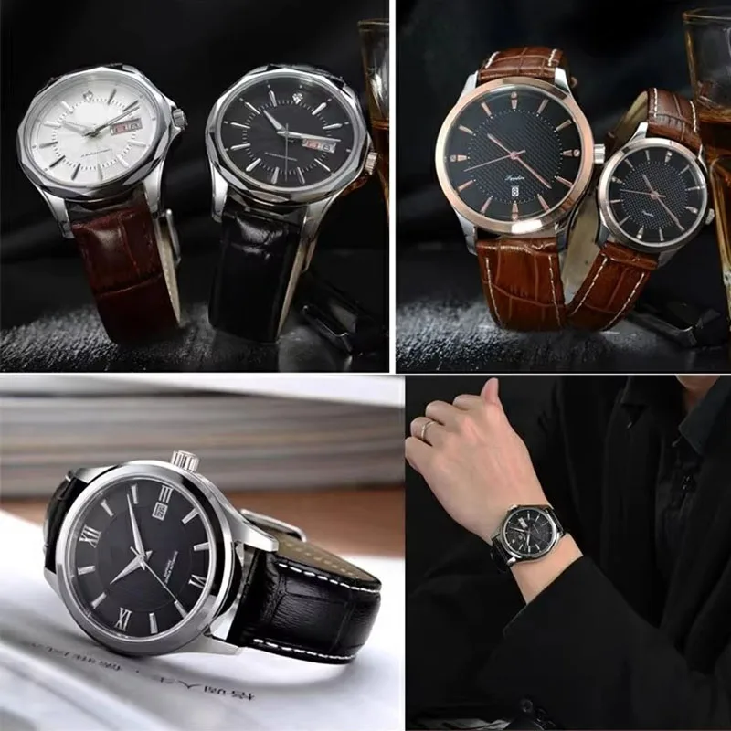 12mm 14mm 16mm 18mm 20mm 22mm Genuine Leather Strap Cowhide Watch Chain Men's Women's Crocodile Patterned Watchband Black Brown