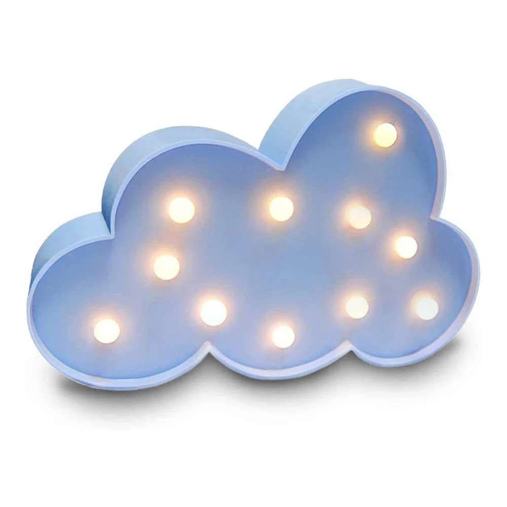 3D Cloud Lamp Marquee Sign LED Night Light Battery Operated Kids Bedroom Home Decorate Nursery Lamp 11 LED Warm White Wall Lamp