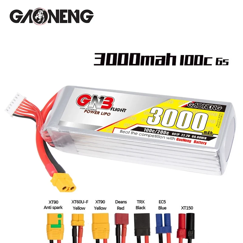 

MAX 200C GNB 6S 22.2V 3000mAh Lipo Battery For RC Helicopter Quadcopter FPV Drone Spare Parts 22.2V Rechargeable Battery