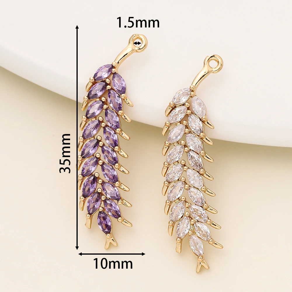 2/4Pcs 10*35mm 18K Gold Color Plated Feather Charms Pendants for DIY Necklace Earrings Jewelry Making Supplies Accessories