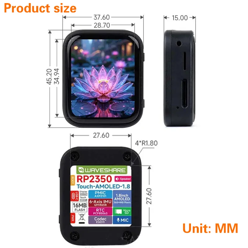 Durable-For Deepseek AI Voice Chat Watch ESP32 S3 Development Board 1.8 Inch AMOLED Touchscreen 368X 448 Pet smart collar - Image 5