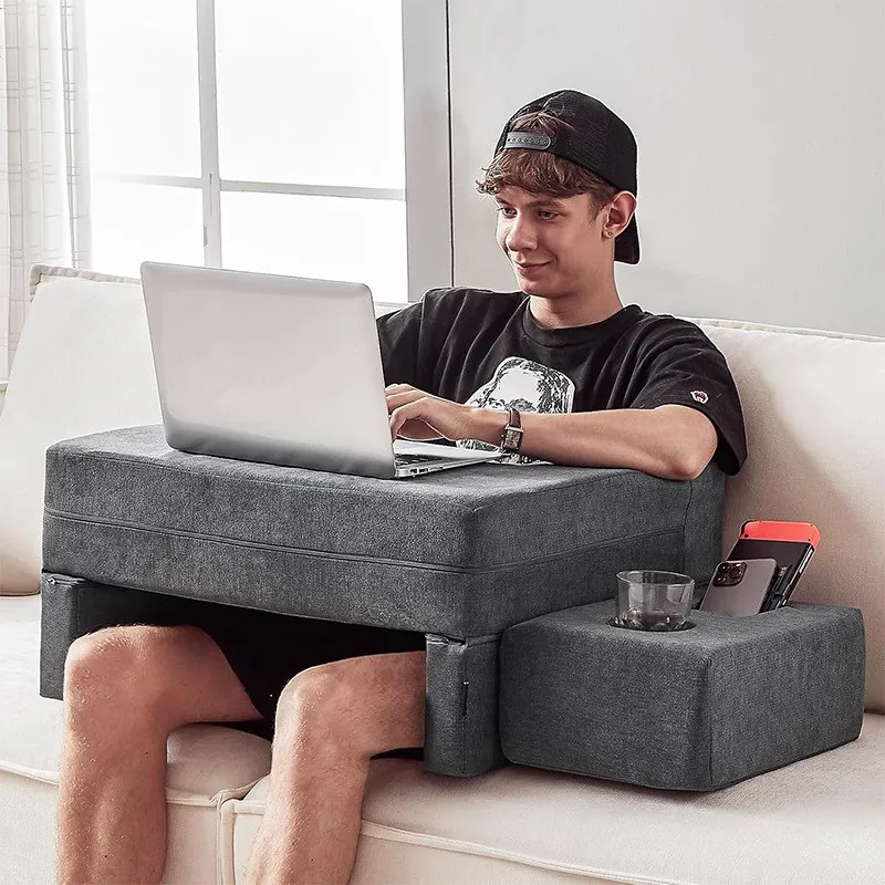

Comfortable Armrest Pillow Memory Cotton Computer Reading Pillows Portable Sofa Bed Dedicated Armrest Pillow with Cup Holder