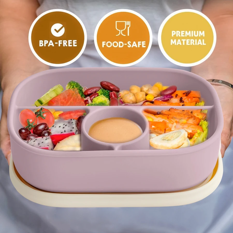 1PCS Baby Feeding Lunch Box With Compartments Lunch Food Container With Lids Portable Bowl Bento Box For Kids School Baby Stuff