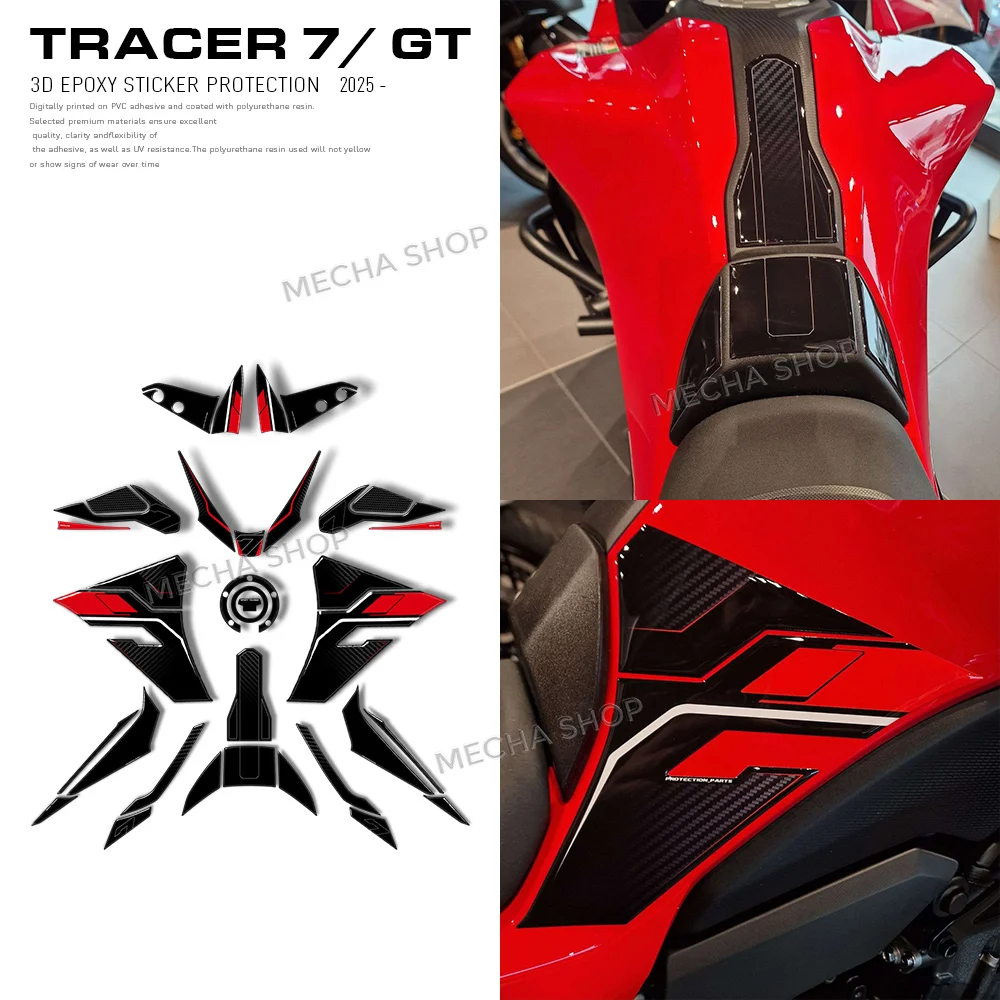 For Tracer 7 2025 2026 3D Epoxy Resin Protective Sticker Motorcycle Tank Pad Stickers Protection Kit Waterproof Sticker