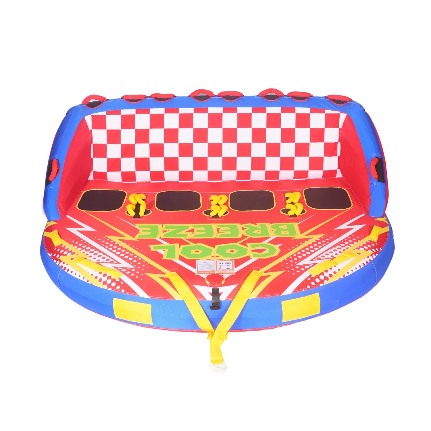 1-4 person heavy-duty inflatable towable boat tube with comfortable backrest, suitable for water sports