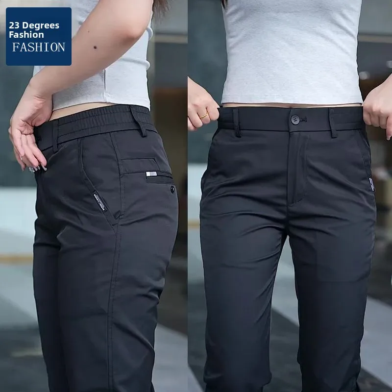 

Деловые повседневные мужские брюки прямого кроя, эластичные, облегающие, весенне-осенние, модные, дышащие, из полиэфирного волокна