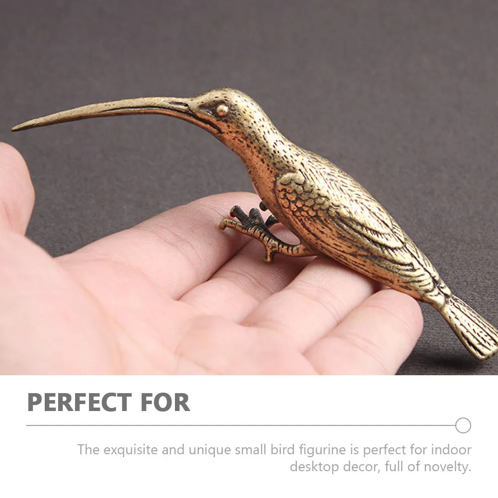 

2pcs Brass Bird Statues Hummingbird-Shaped Miniature Animal Decor Fine Craftsmanship Desktop Ornament For Indoor Cabinet
