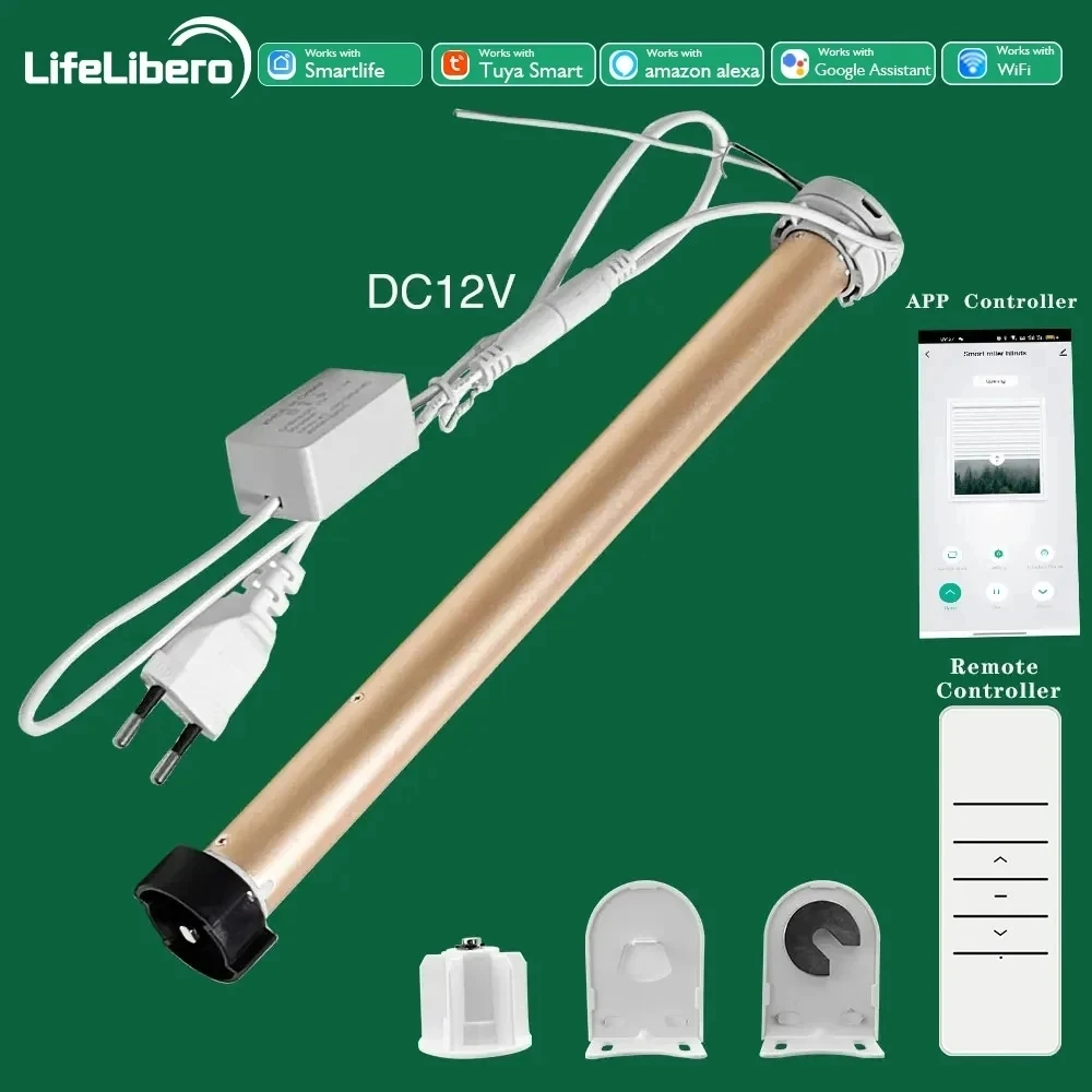 LifeLibero Tuya Wifi Smart Curtains Motor Roller Blinds For 37 38mm Tube Alexa Google Smart Electric Curtain Engine Shutter Rod