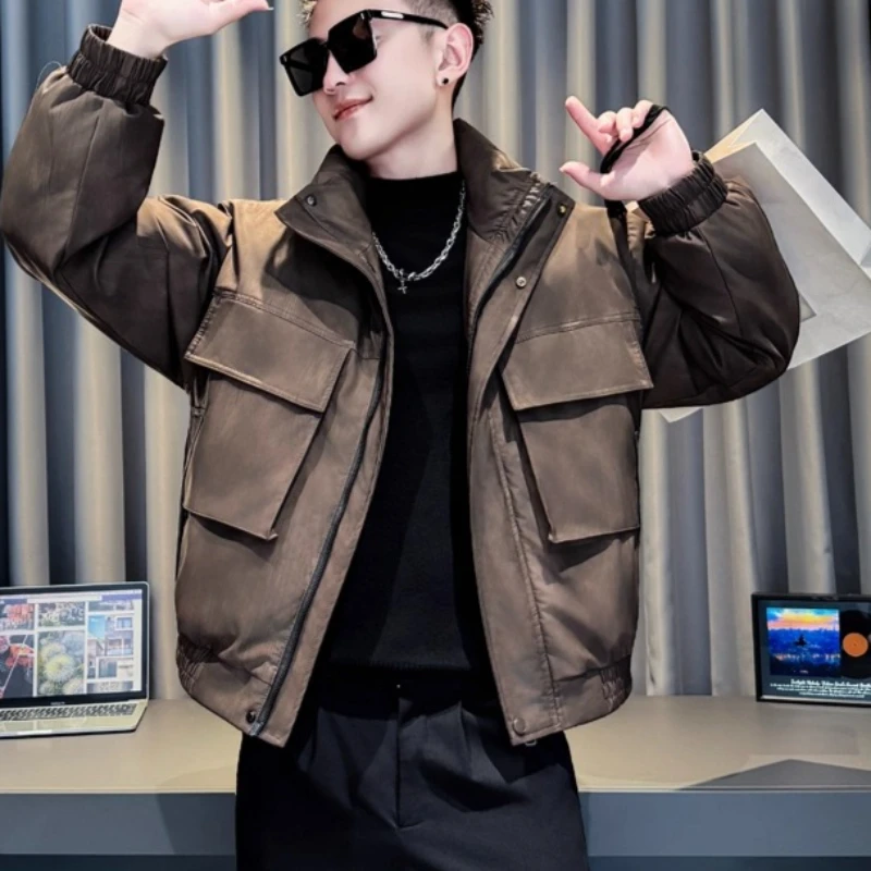 

Winter Thick Leather Cotton Jacket Men's Casual Social Motorcycle Leather Jacket Warm Collar Windproof Outdoor Jackets