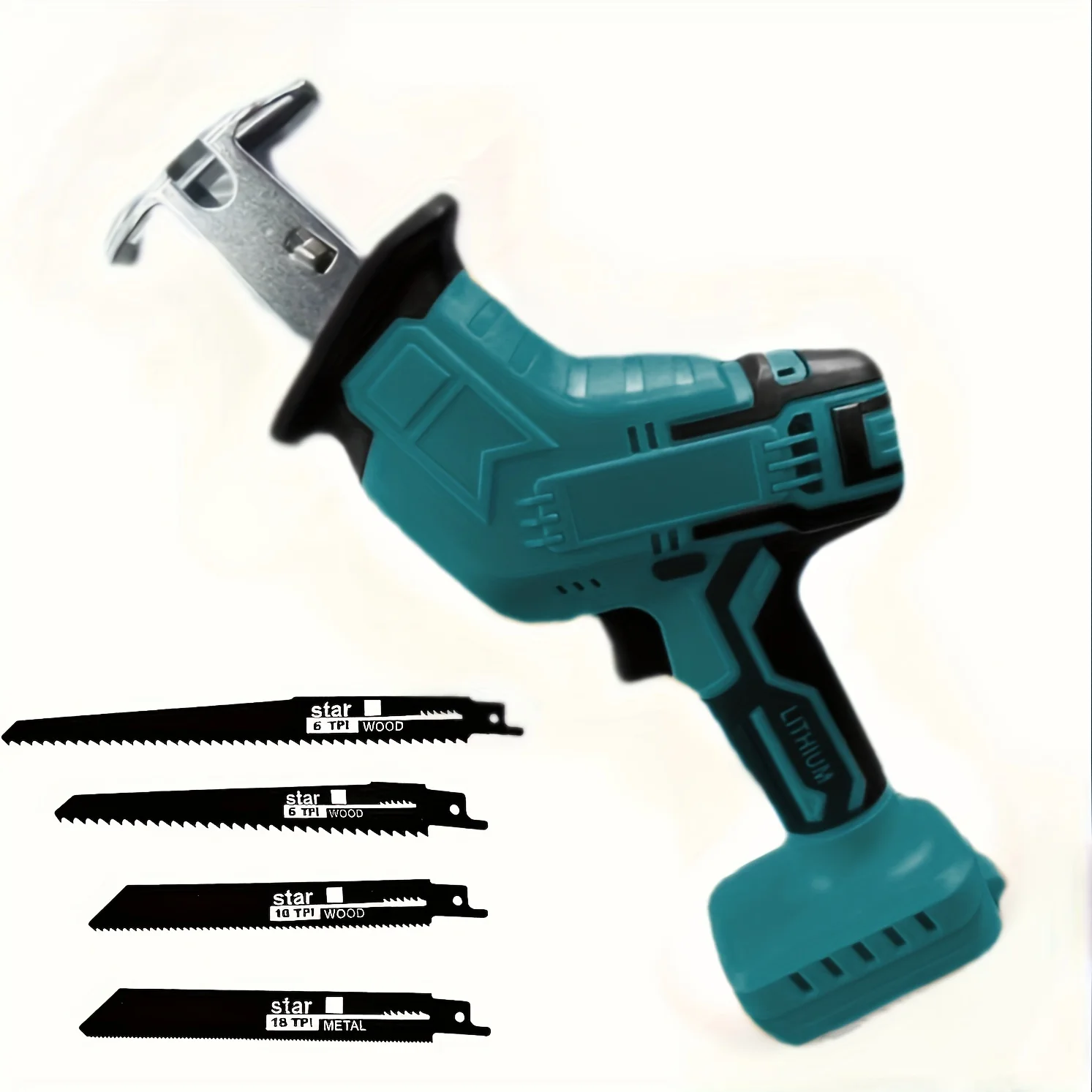 Cordless Reciprocating Saw, Electric Wood Saw With 4 Saw Blades Compatible With Makita 18V Batteries,Used For Cutting Wood