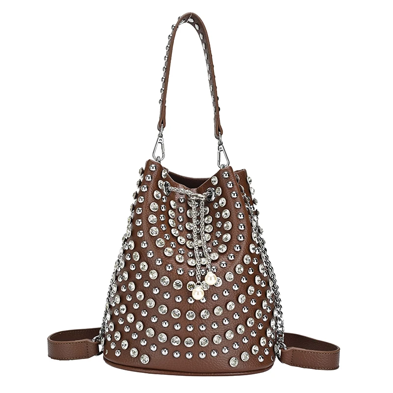 المرأة برشام حقيبة أزياء العلامة التجارية تصميم ضوء الفاخرة عالية الجودة جلدية الشارع بارد التنقل تنوعا دلو حقيبة يد