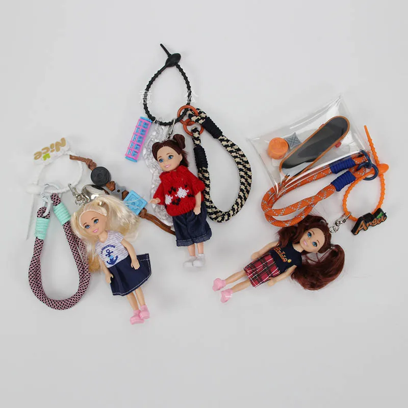 15 cm schattig meisje prinses pop sleutelhanger hanger 1/12 BJD pop mode zwarte Afrikaanse pop gewrichten beweegbare tas hanger verjaardagscadeautjes