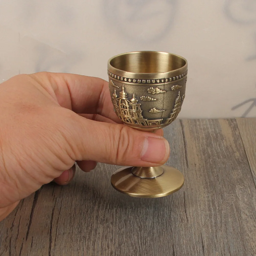 Taza de whisky de aleación de cobre Vintage, copa de Metal antideslizante ecológica para vino, licor, té y café, regalo