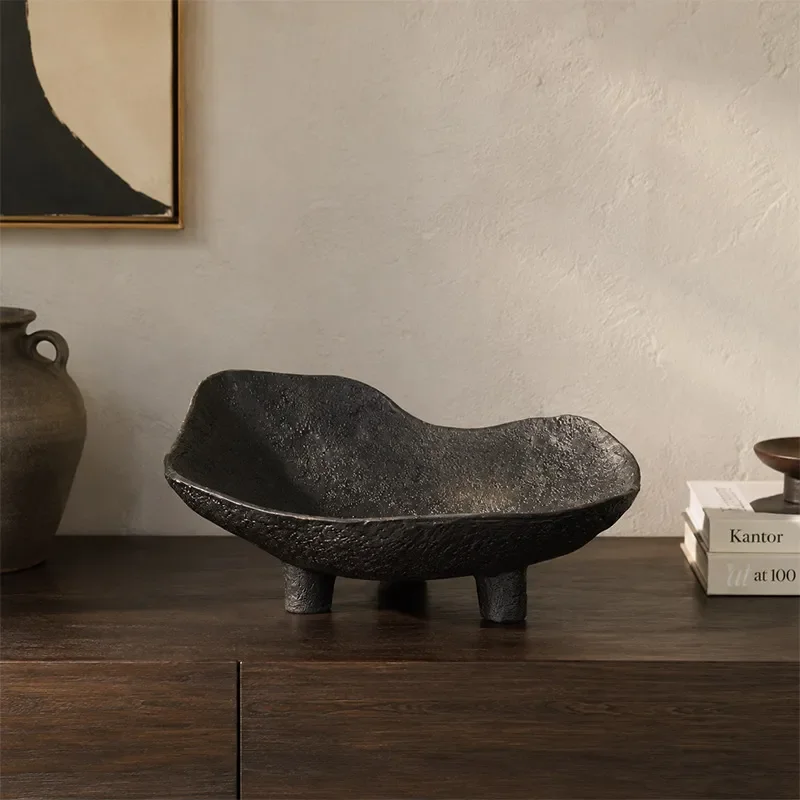 Modern Minimalist Faux Stone Fruit Bowl Decorative Tray for Hotel Lobby Entrance Dried Snack Storage Ornament Home Accent