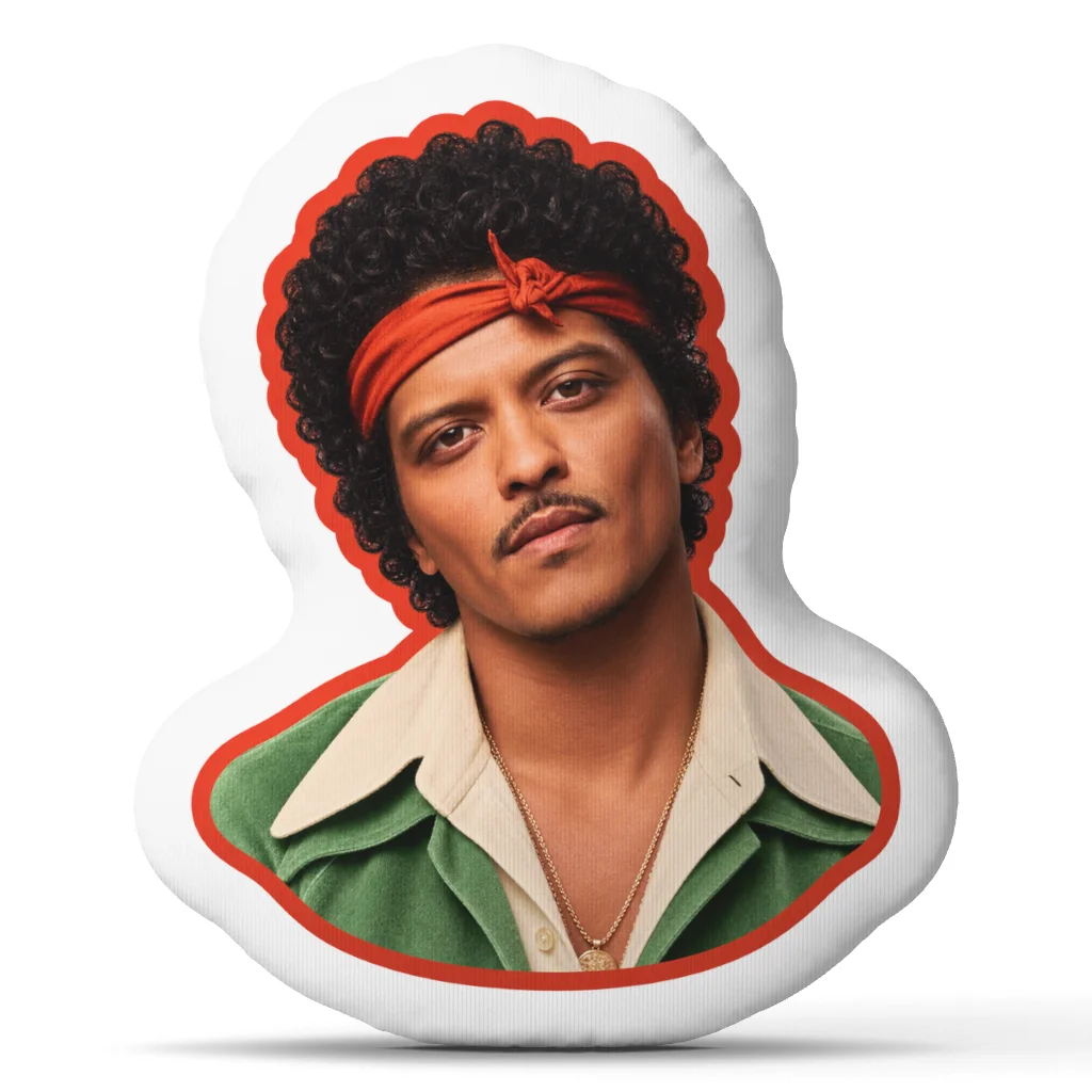 Bruno Mars Shaped Throw Pillow Singer Portrait Cushion Stuffed Decorative Pillow Music Fan Gift for Sofa Office Home Decor